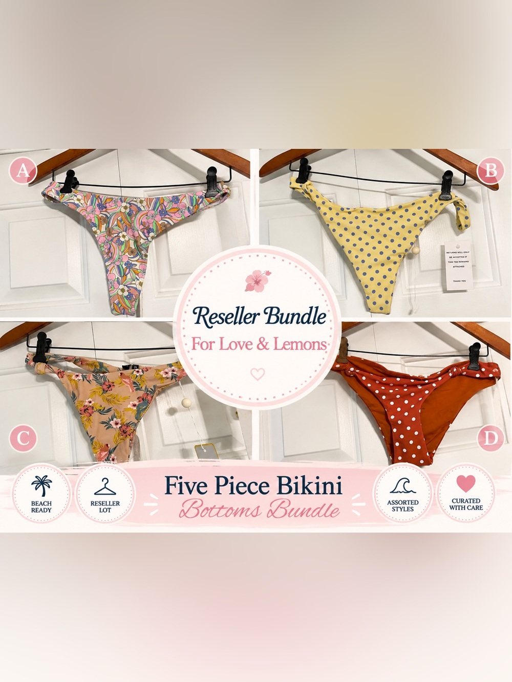 For Love & Lemons RESELLER BUNDLE Five-Piece Bikini Bottom Bundle NWT S-XL #2755